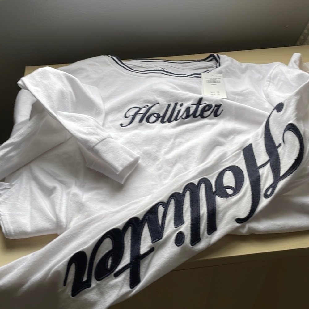 Long sleeve white Hollister shirt